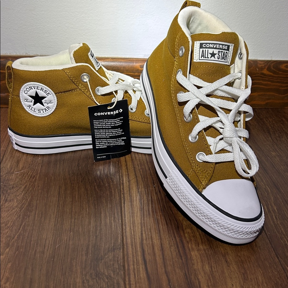 Converse CTAS Mid Top Street Canvas Trainers Dark Wheat